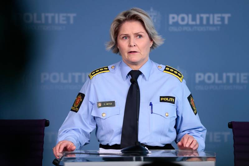 20181021.
Pressebrief med politiinspektør Grete Metlid på politihuset i forbindelse med Majorstuen-drapet.
Foto: Lise Åserud / NTB scanpix