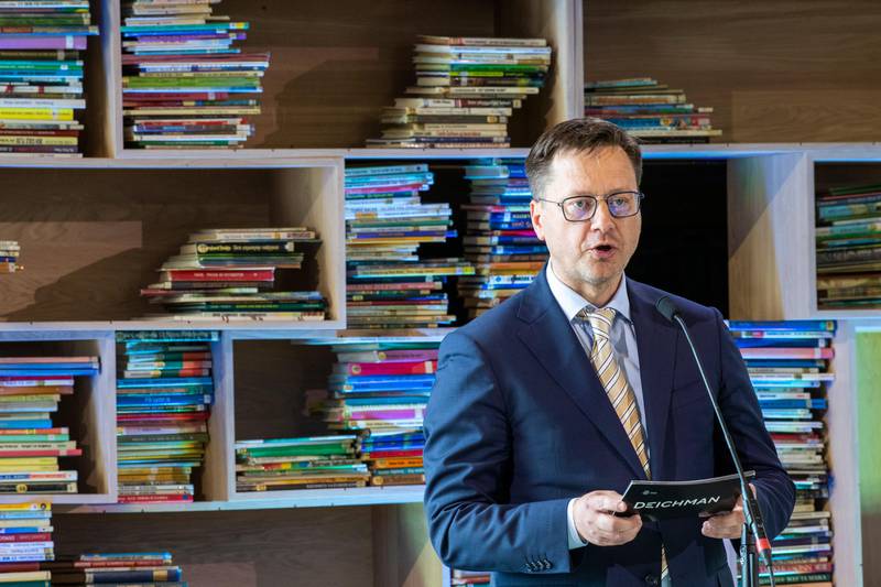 Oslo 20200618. 
Hovedbiblioteket Deichman Bjørvika åpner. Direktør og biblioteksjef Knut Skansen  med tale under åpningen.
Foto: Terje Pedersen / NTB scanpix