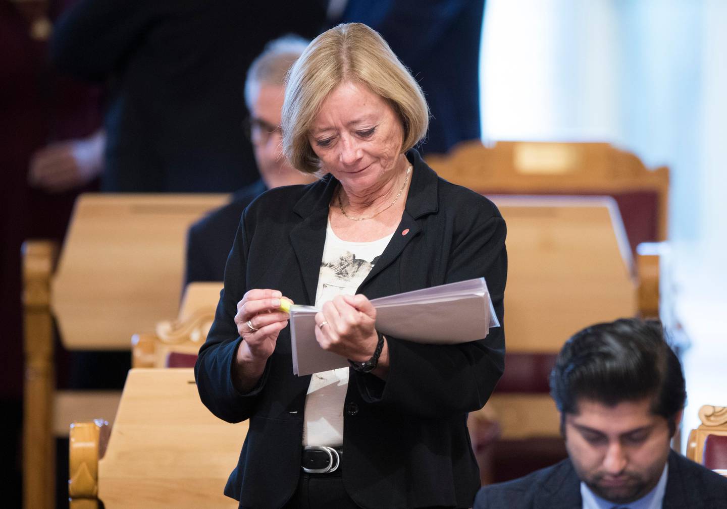 Oslo  20181004.
Stortingsrepresentant Lise Christoffersen (A) under trontaledebatten i Stortinget 2018.
Foto: Terje Pedersen / NTB scanpix