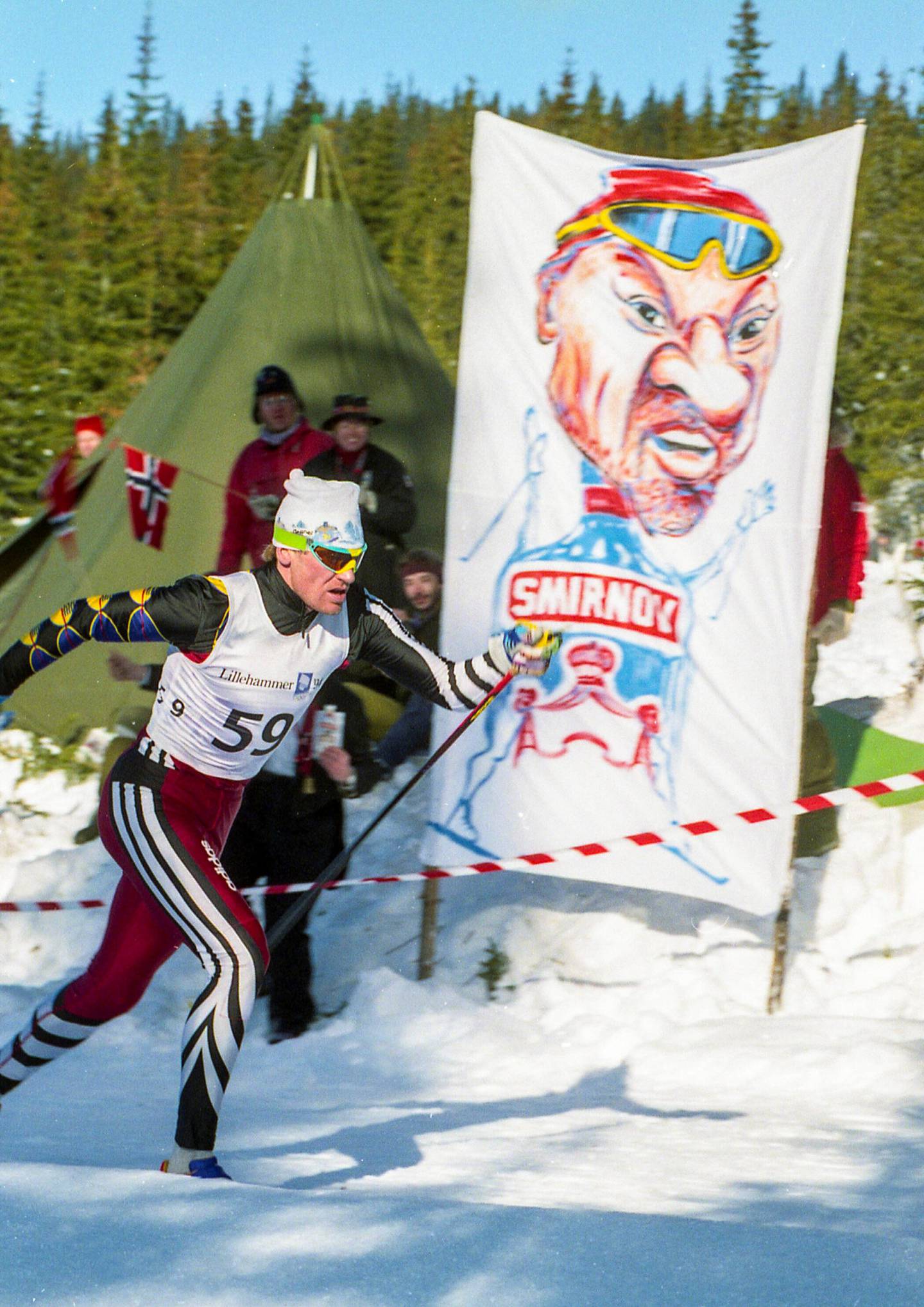 forbudt: Vladimir Smirnov vant den avsluttende femmila på Lillehammer. Smirnoff-reklamen ble for sterk for arrangøren. FOTO: VIDAR RUUD/NTB SCANPIX