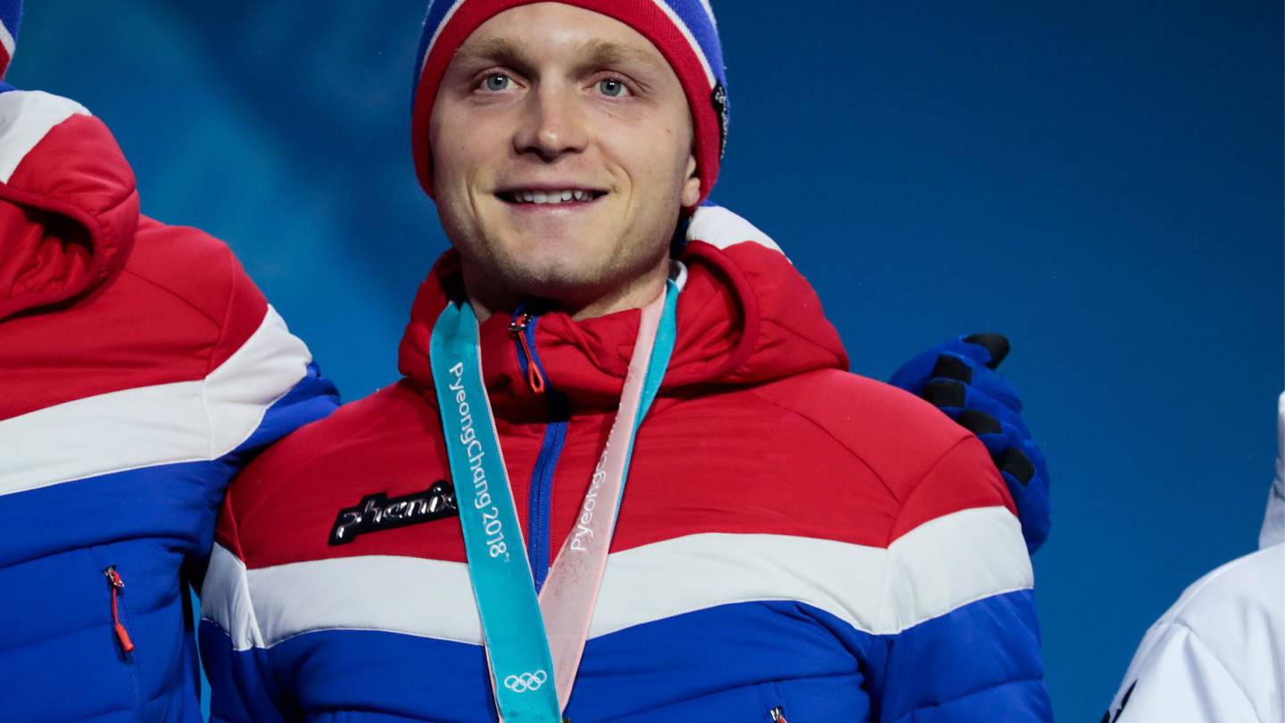 Håvard Bøkko vant gullmedalje for 1. plass i skøyter lagtempo i Pyeongchang i 2018.