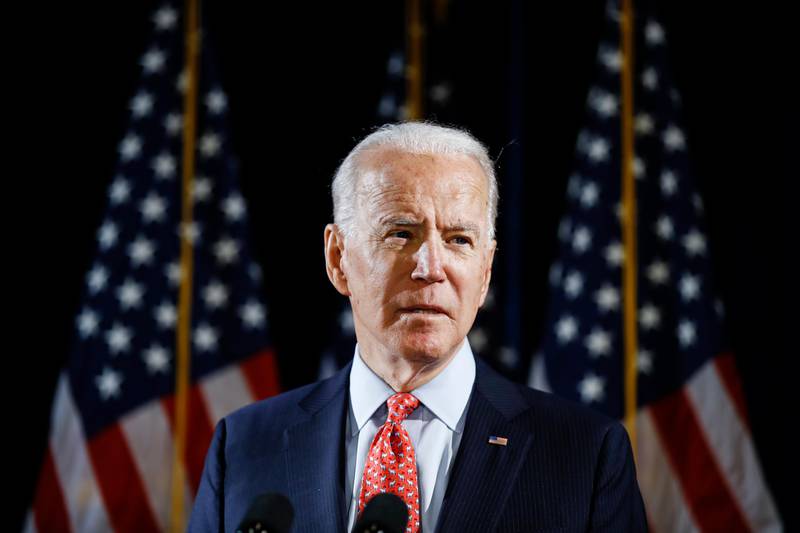 FILE - In this March 12, 2020, file photo Democratic presidential candidate former Vice President Joe Biden speaks about the coronavirus in Wilmington, Del. (AP Photo/Matt Rourke, File)