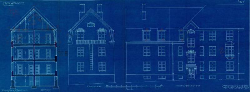 Små leiligheter av god kvalitet skulle sikre arbeiderklassen et eget hjem. Fasadetegning fra 1912 av arkitekt Rivertz i arkiv etter Plan og bygningsetaten, Oslo byarkiv.