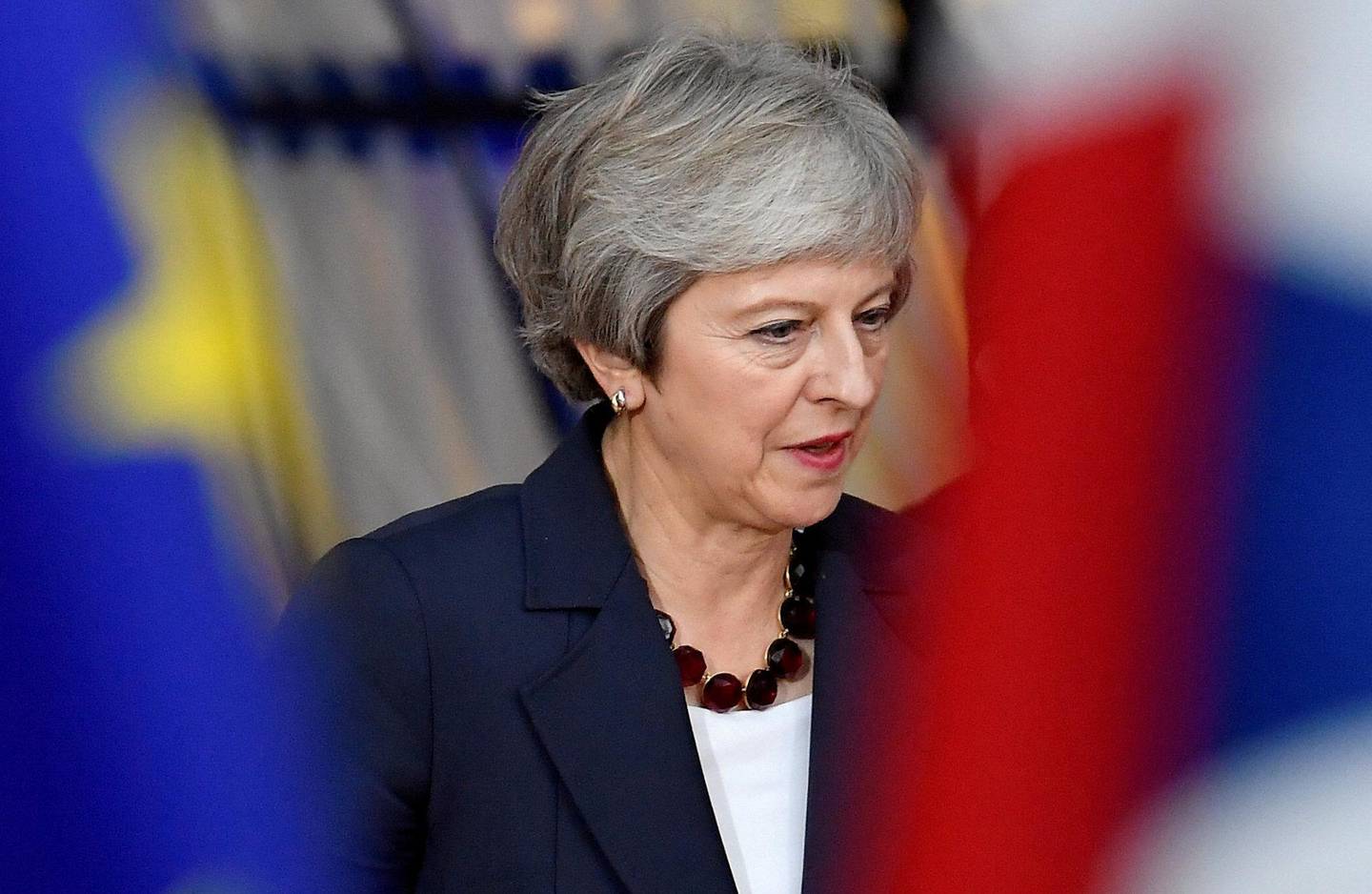 PRESSET: En ekstremt presset statsminister Theresa May møtte EU-kolleger i Brussel onsdag og i går. FOTO: NTB SCANPIX